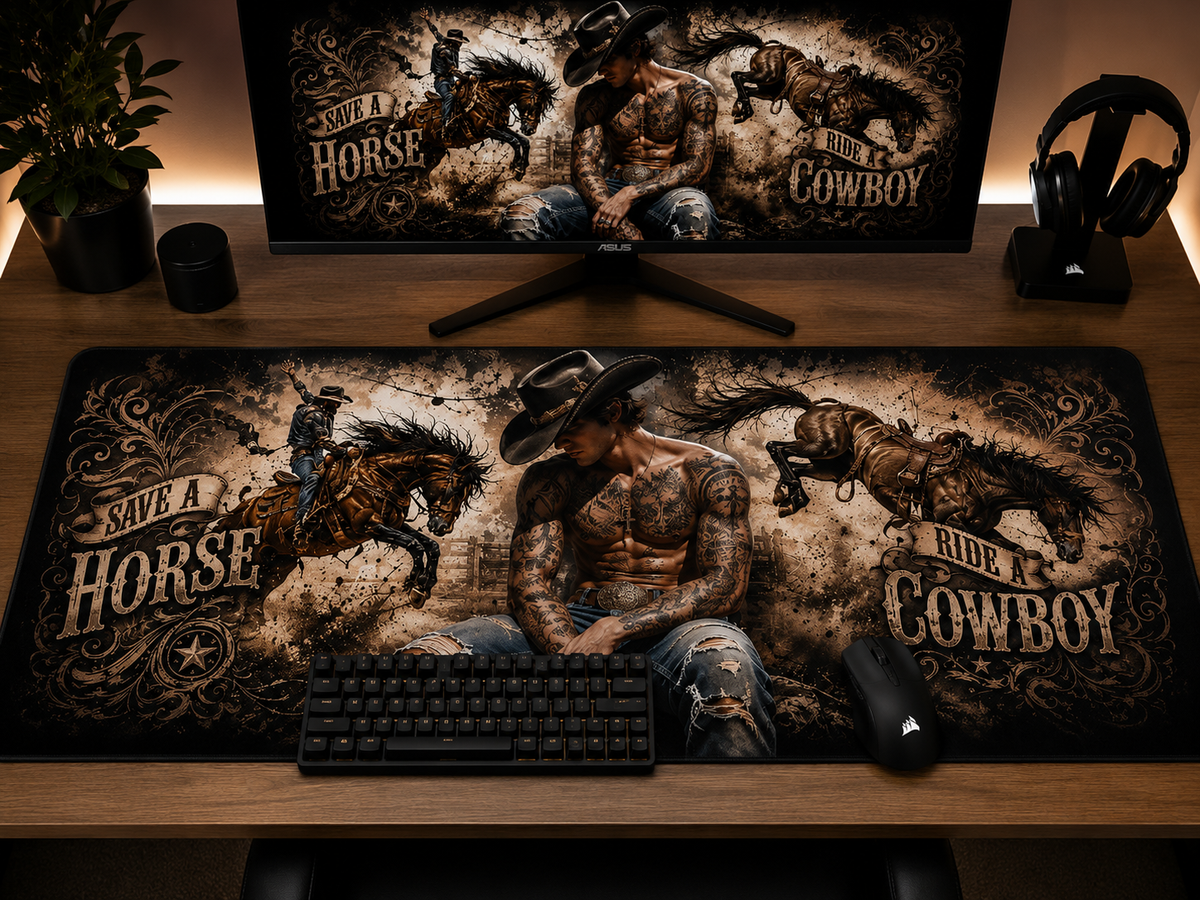 Cowboy desk mat
